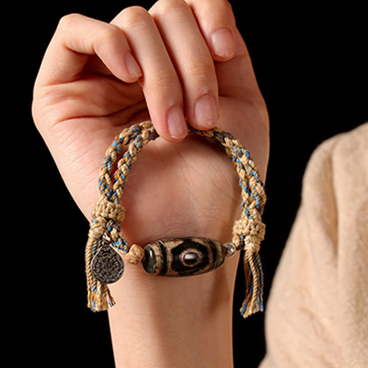 BWOOOH Handmade Tibetan Dzi Bead Wealth Protection Braide