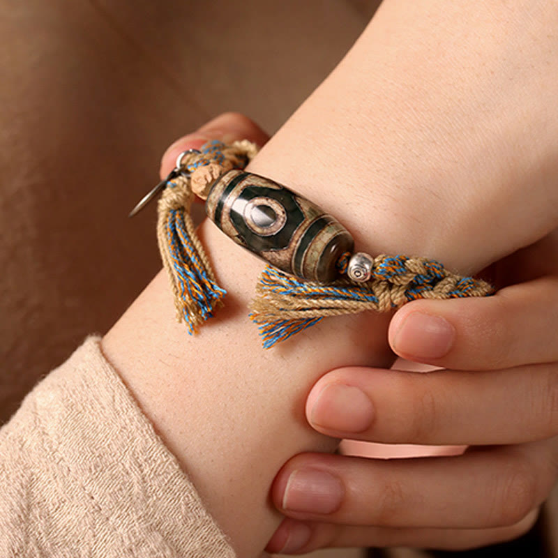 BWOOOH Handmade Tibetan Dzi Bead Wealth Protection Braide