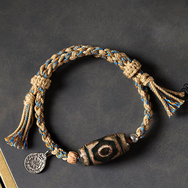 BWOOOH "May Blessings Protect Your Journey" Dzi Bead Brac