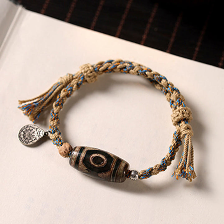 BWOOOH Handmade Tibetan Dzi Bead Wealth Protection Braide