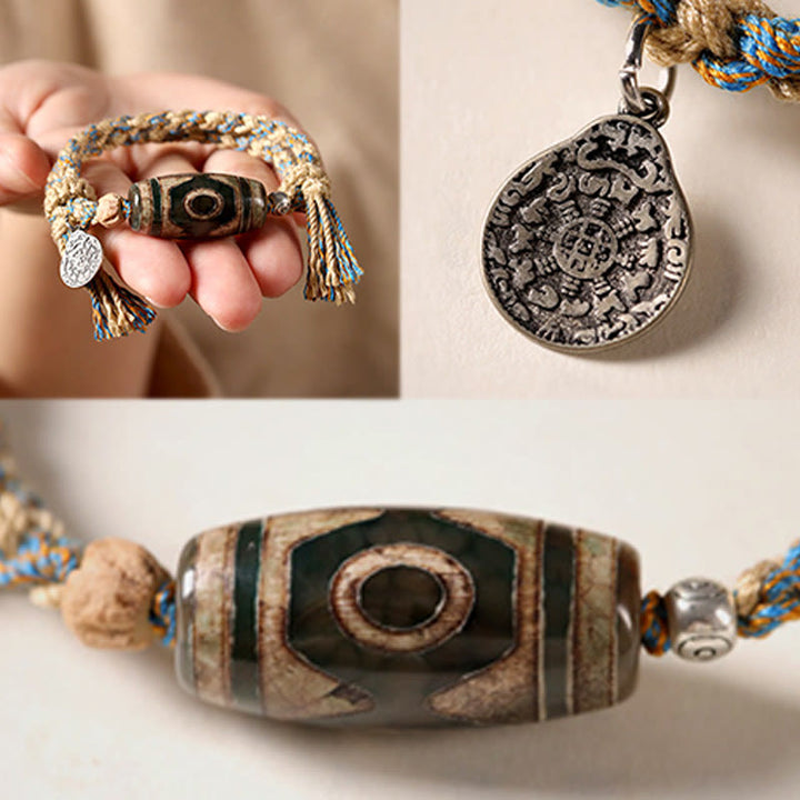 BWOOOH "May Blessings Protect Your Journey" Dzi Bead Brac