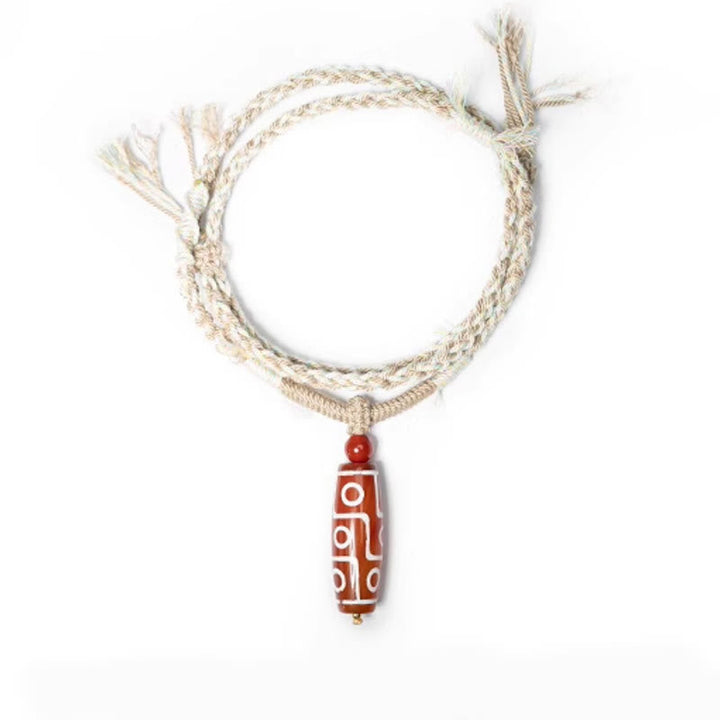 BWOOOH Natural Red Agate Nine-eye Dzi Bead Power Rope Bra
