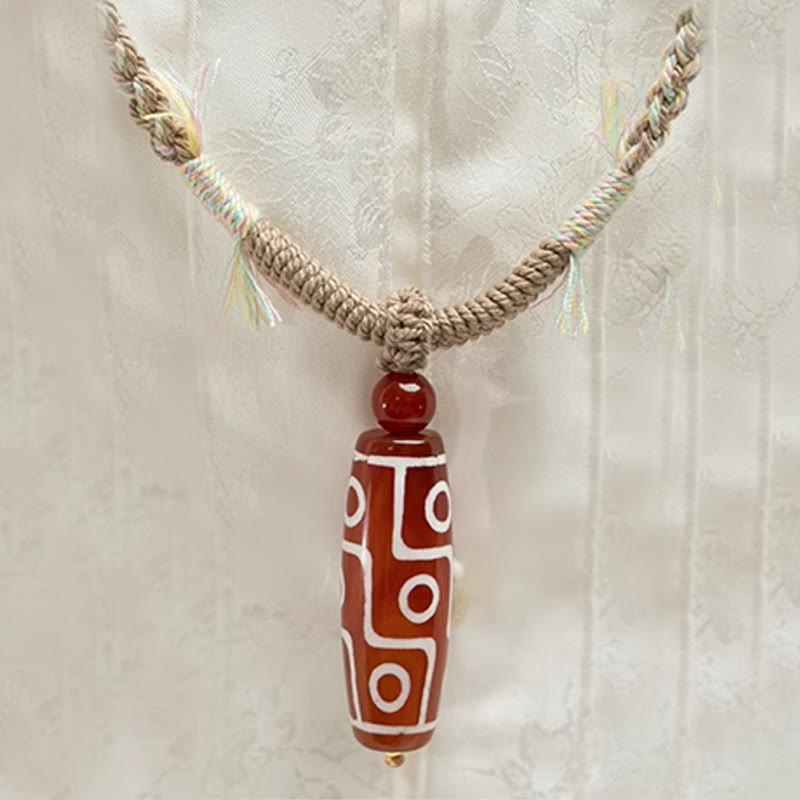 BWOOOH Natural Red Agate Nine-eye Dzi Bead Power Rope Bra