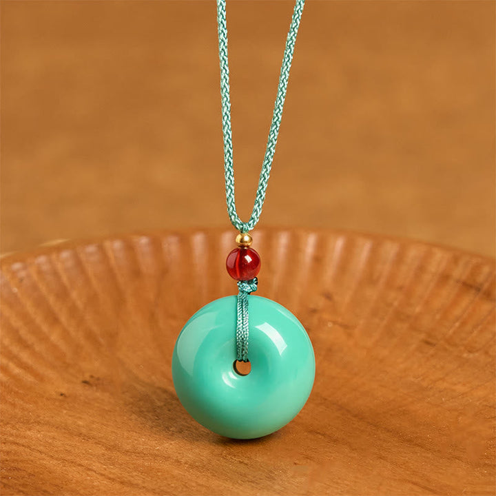 BWOOOH Turquoise Peace Buckle Rope Balance Necklace Pendant