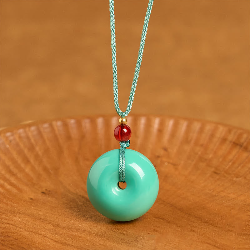BWOOOH Turquoise Peace Buckle Rope Balance Necklace Pendant