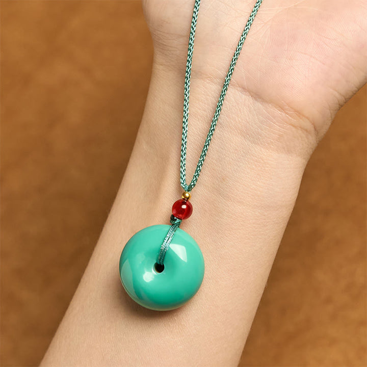 BWOOOH Turquoise Peace Buckle Rope Balance Necklace Pendant