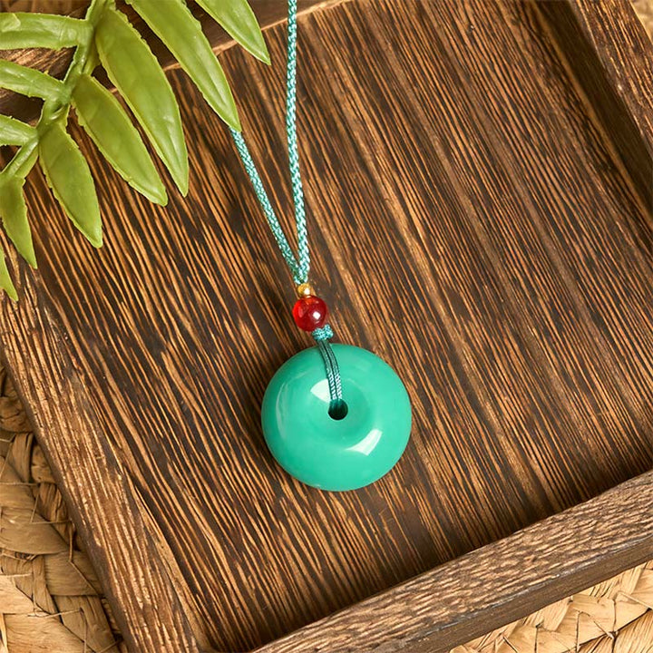 BWOOOH Turquoise Peace Buckle Rope Balance Necklace Pendant