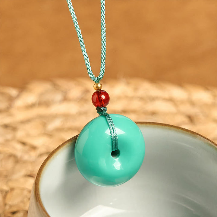 BWOOOH Turquoise Peace Buckle Rope Balance Necklace Pendant