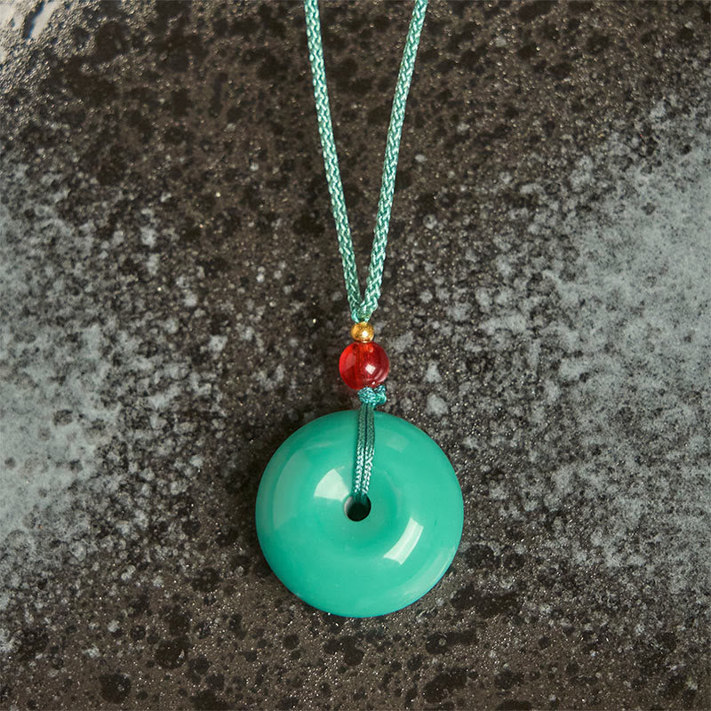 BWOOOH Turquoise Peace Buckle Rope Balance Necklace Pendant