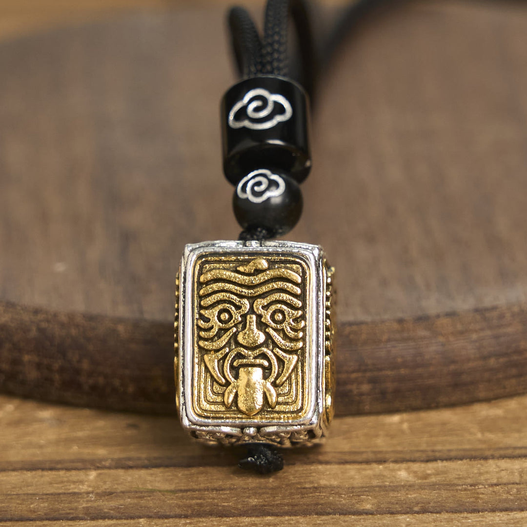 BWOOOH Tibetan Zakiram Goddess Of Wealth Protection Rope Square Necklace Pendant