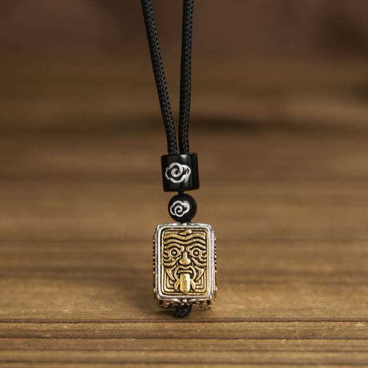 BWOOOH Tibetan Zakiram Goddess Of Wealth Protection Rope Square Necklace Pendant
