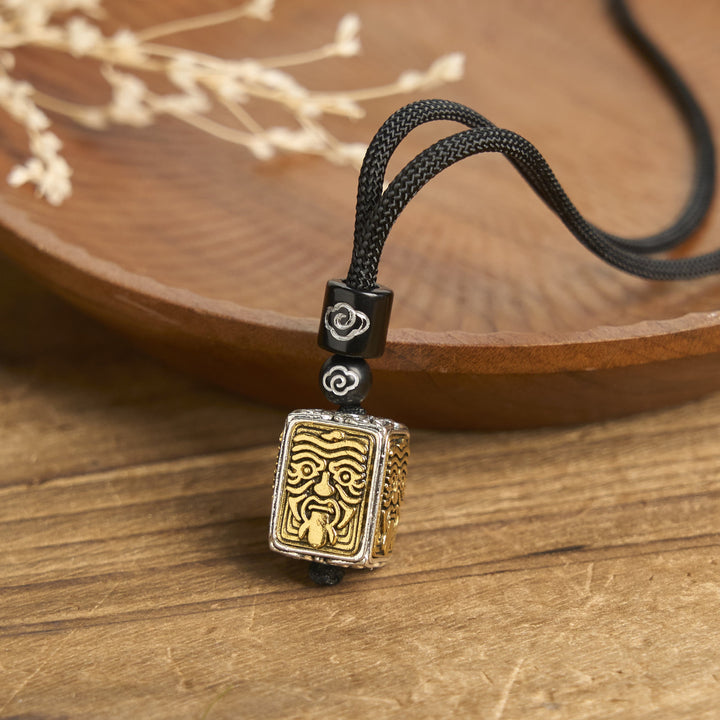 BWOOOH Tibetan Zakiram Goddess Of Wealth Protection Rope Square Necklace Pendant