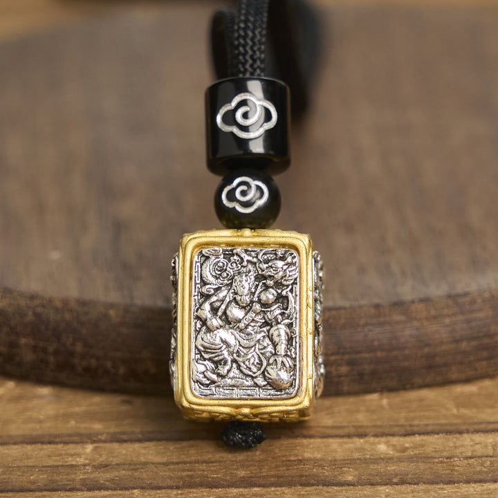 BWOOOH Tibetan Zakiram Goddess Of Wealth Protection Rope Square Necklace Pendant
