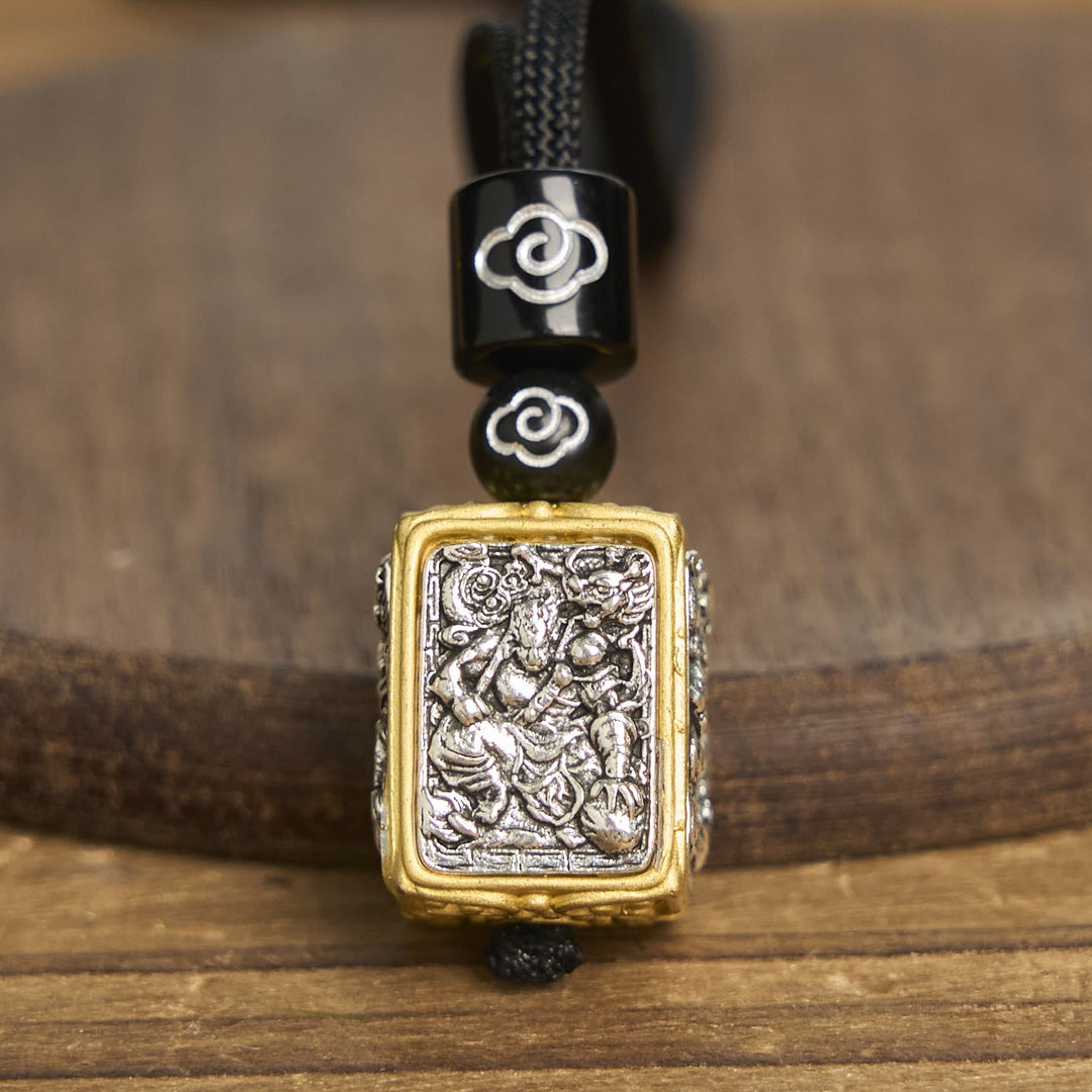 BWOOOH Tibetan Zakiram Goddess Of Wealth Protection Rope Square Necklace Pendant