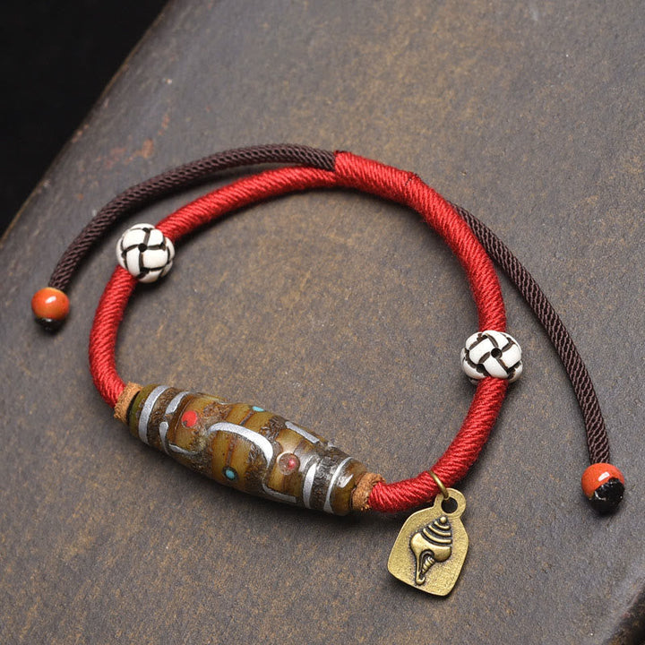 BWOOOH Handcrafted Tibetan Nine-eye Dzi Bead Protection R