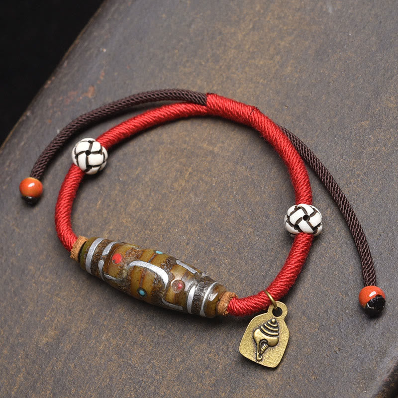 BWOOOH Handcrafted Tibetan Nine-eye Dzi Bead Protection R