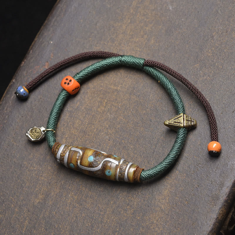 BWOOOH Handcrafted Tibetan Nine-eye Dzi Bead Protection R