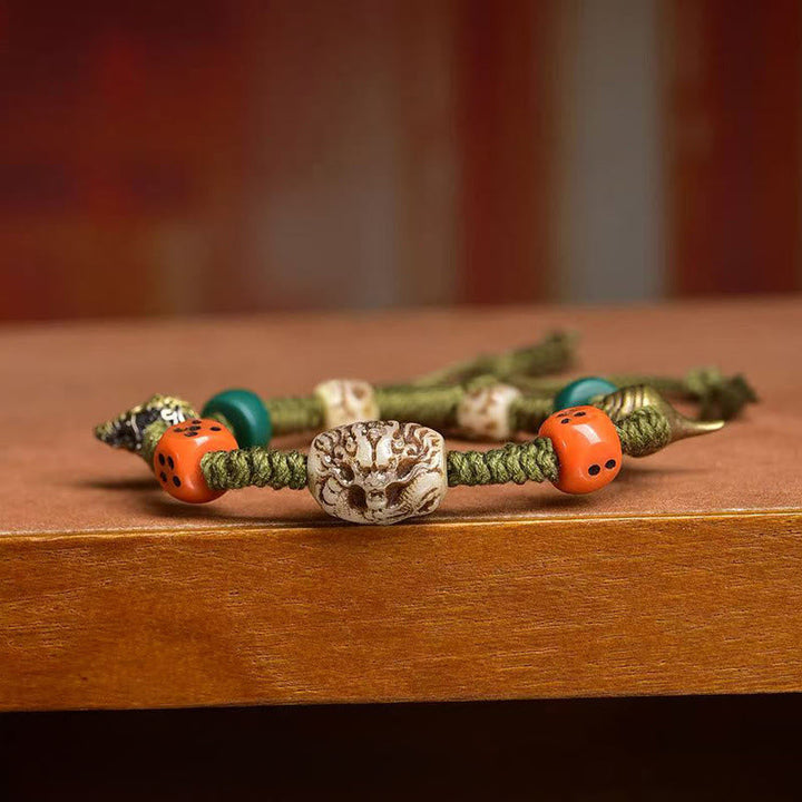 BWOOOH Tibetan Dragon Pattern Dice Handmade Rope Bracelet