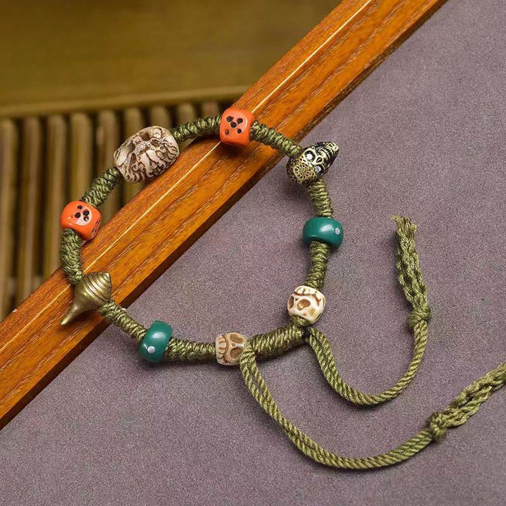 BWOOOH Tibetan Dragon Pattern Dice Handmade Rope Bracelet