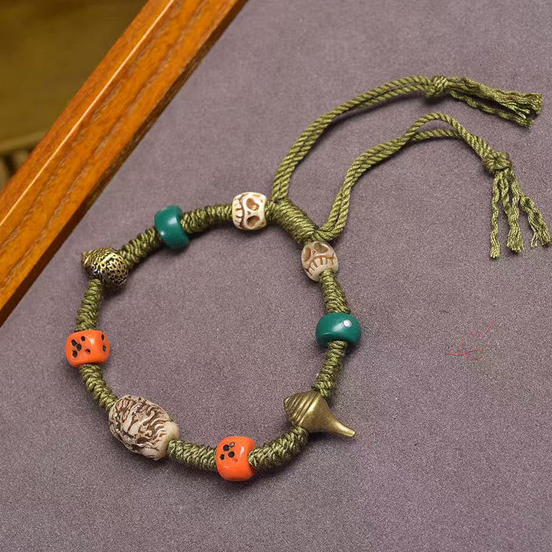 BWOOOH Tibetan Dragon Pattern Dice Handmade Rope Bracelet