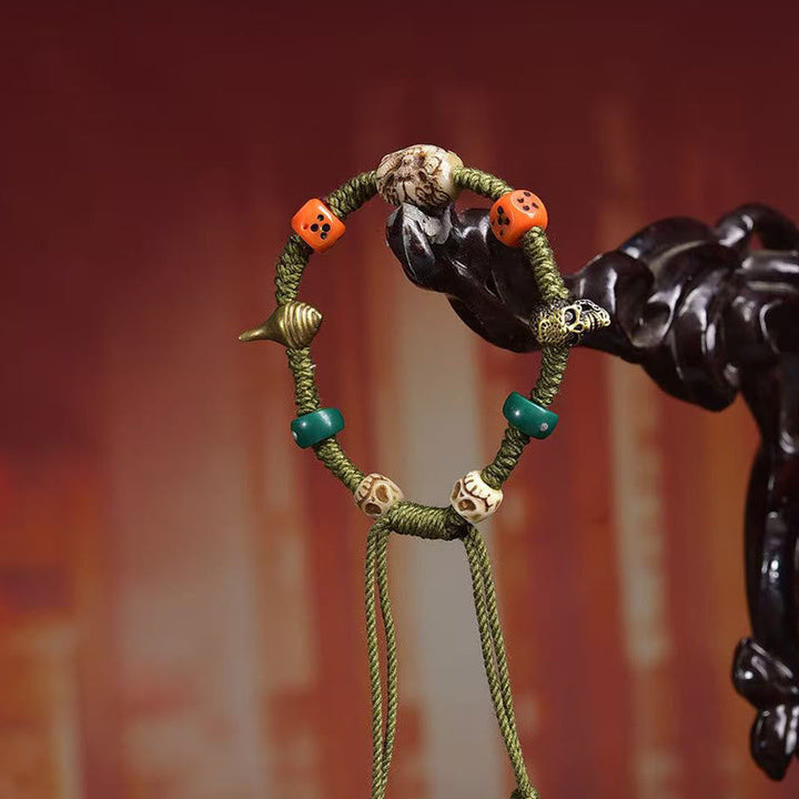 BWOOOH Tibetan Dragon Pattern Dice Handmade Rope Bracelet