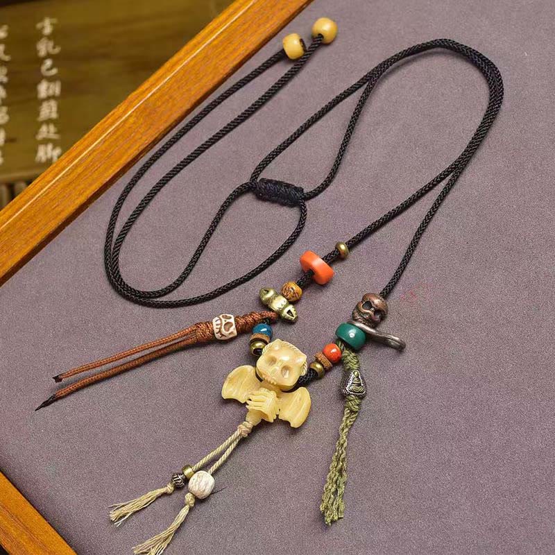 BWOOOH Tibetan Skull The Lord of the Corpse Forest New Beginning Rope Necklace Pendant