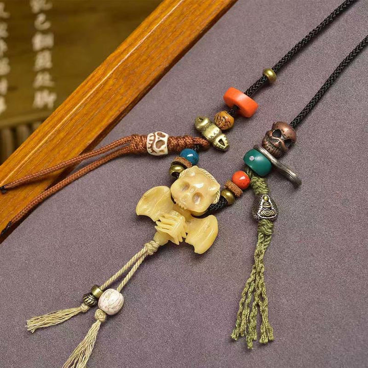 BWOOOH Tibetan Skull The Lord of the Corpse Forest New Beginning Rope Necklace Pendant