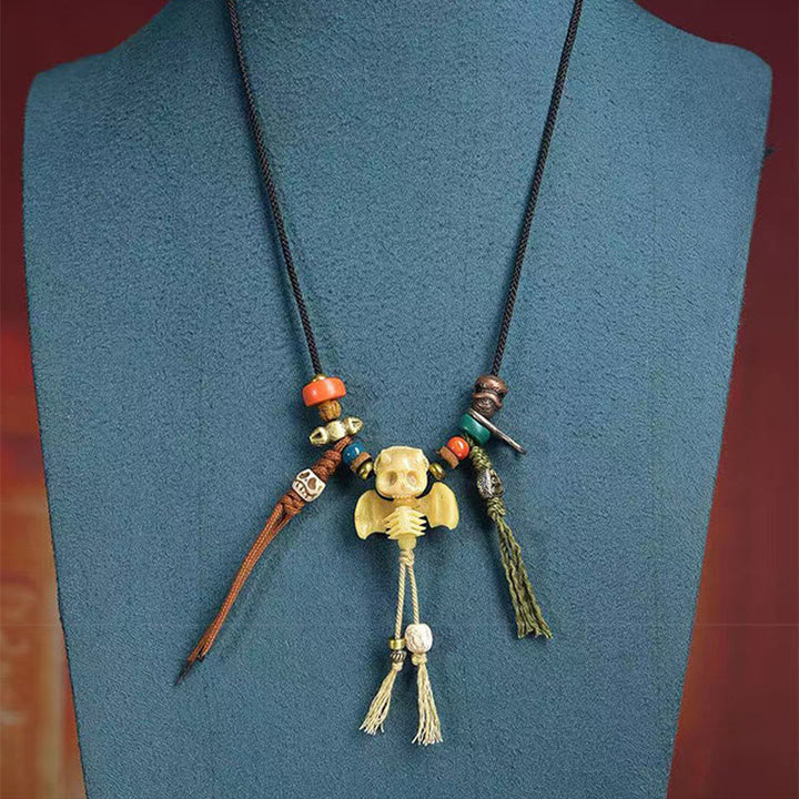 BWOOOH Tibetan Skull The Lord of the Corpse Forest New Beginning Rope Necklace Pendant