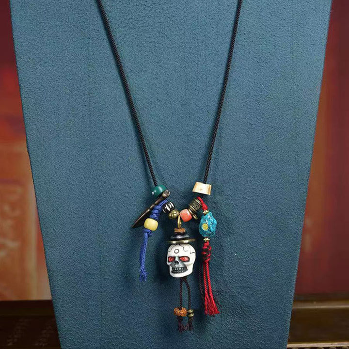 BWOOOH Tibetan Skull The Lord of the Corpse Forest New Beginning Rope Necklace Pendant