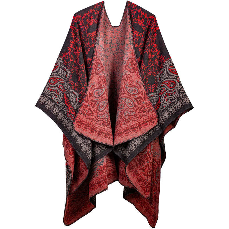 Buddha Stones Tibetan Color Contrast Design Paisley Floral Pattern Cozy Scarf Unisex Shawl