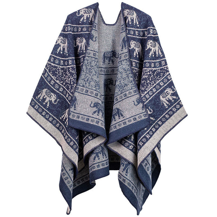 Buddha Stones Tibetan Jacquard Elephant Geometry Pattern Unisex Cozy Scarf Shawl