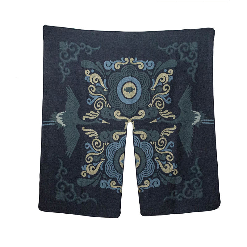 BWOOOH Tibetan Open Front Auspicious Cloud Crane Pattern 