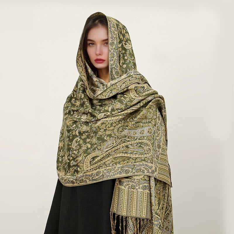 BWOOOH Ethnic Daily Tibetan Paisley Pattern Tassel Cozy S