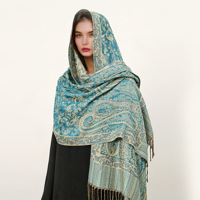 BWOOOH Ethnic Daily Tibetan Paisley Pattern Tassel Cozy S