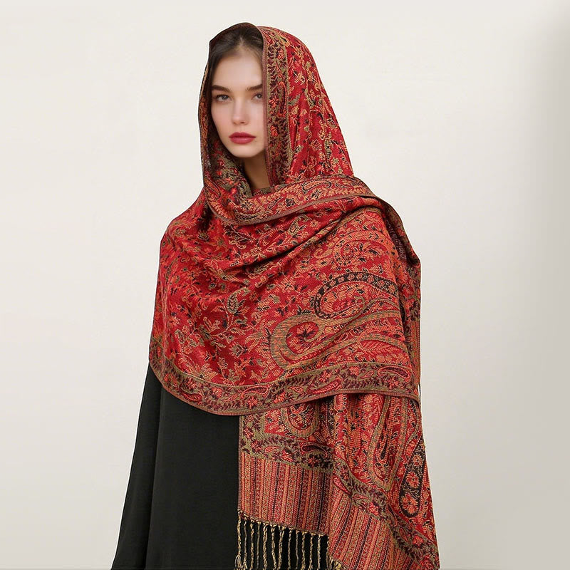 BWOOOH Ethnic Daily Tibetan Paisley Pattern Tassel Cozy S