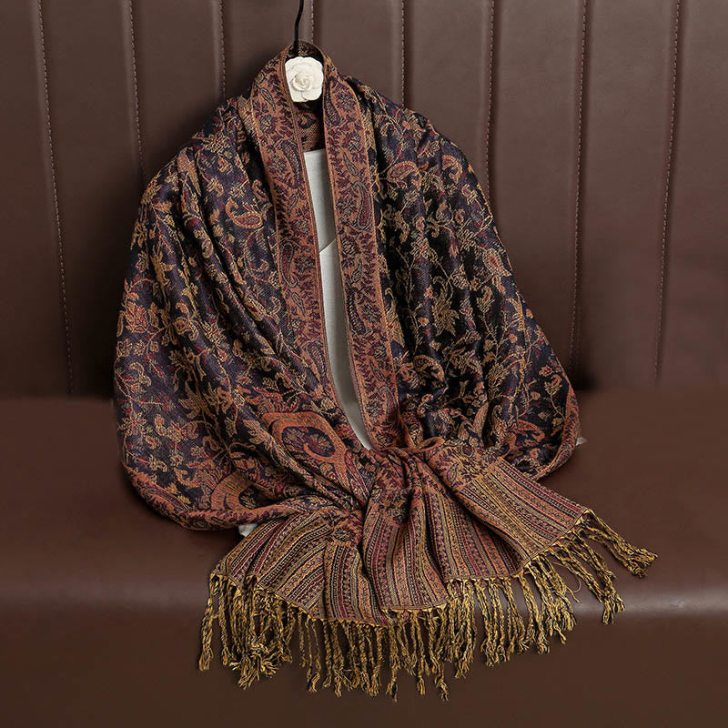 BWOOOH Ethnic Daily Tibetan Paisley Pattern Tassel Cozy S