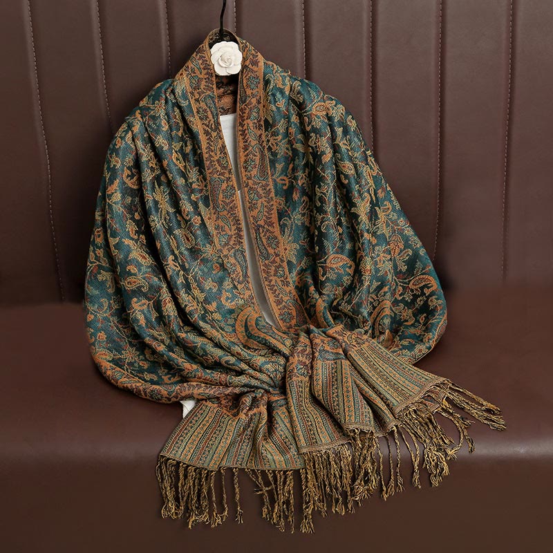BWOOOH Ethnic Daily Tibetan Paisley Pattern Tassel Cozy S