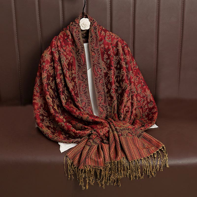 BWOOOH Ethnic Daily Tibetan Paisley Pattern Tassel Cozy S