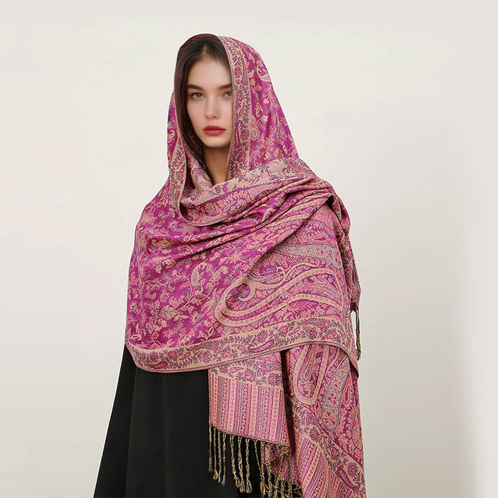 BWOOOH Ethnic Daily Tibetan Paisley Pattern Tassel Cozy S