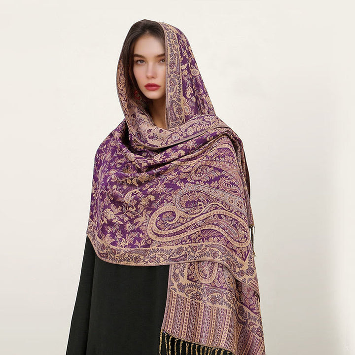 BWOOOH Ethnic Daily Tibetan Paisley Pattern Tassel Cozy S