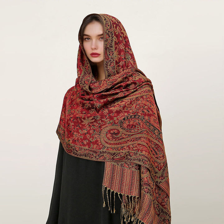 BWOOOH Ethnic Daily Tibetan Paisley Pattern Tassel Cozy S
