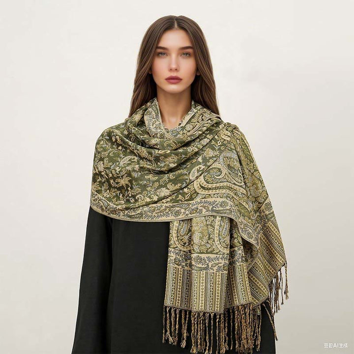 BWOOOH Ethnic Daily Tibetan Paisley Pattern Tassel Cozy S