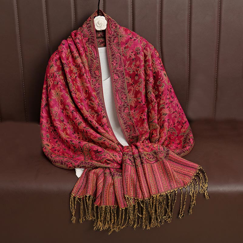BWOOOH Ethnic Daily Tibetan Paisley Pattern Tassel Cozy S