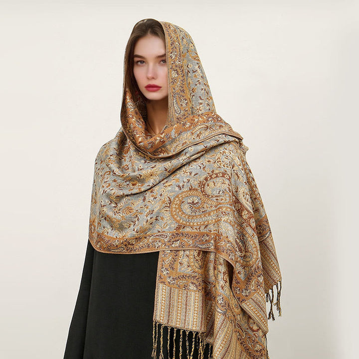 BWOOOH Ethnic Daily Tibetan Paisley Pattern Tassel Cozy S
