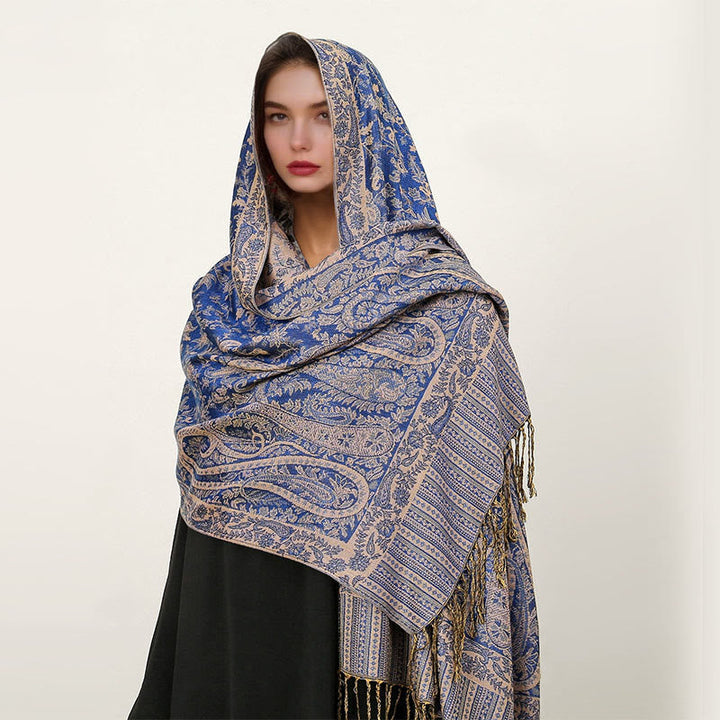 BWOOOH Ethnic Daily Tibetan Paisley Pattern Tassel Cozy S