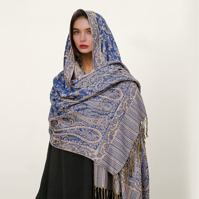 BWOOOH Ethnic Daily Tibetan Paisley Pattern Tassel Cozy S