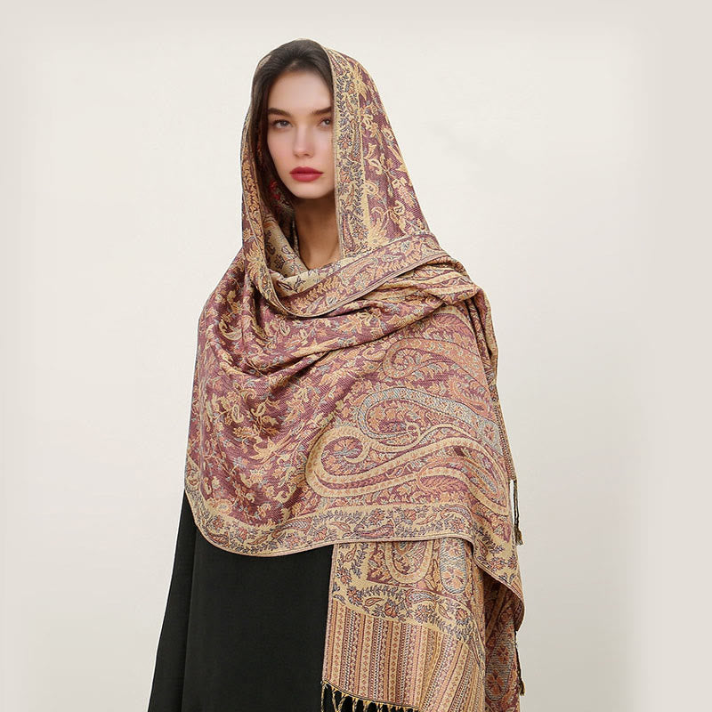 BWOOOH Ethnic Daily Tibetan Paisley Pattern Tassel Cozy S