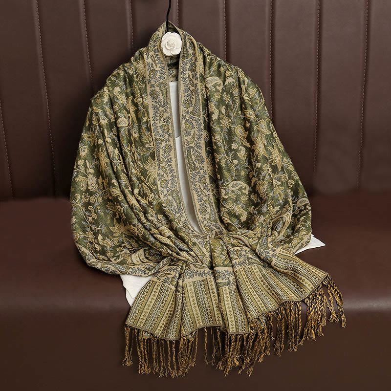 BWOOOH Ethnic Daily Tibetan Paisley Pattern Tassel Cozy S