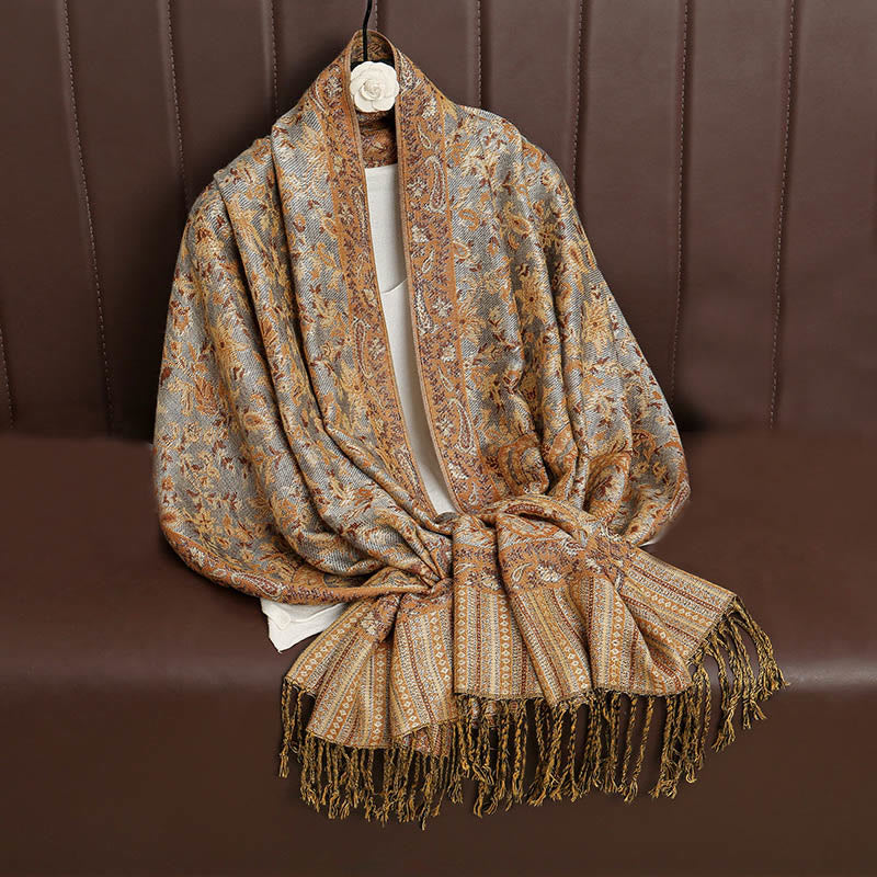 BWOOOH Ethnic Daily Tibetan Paisley Pattern Tassel Cozy S