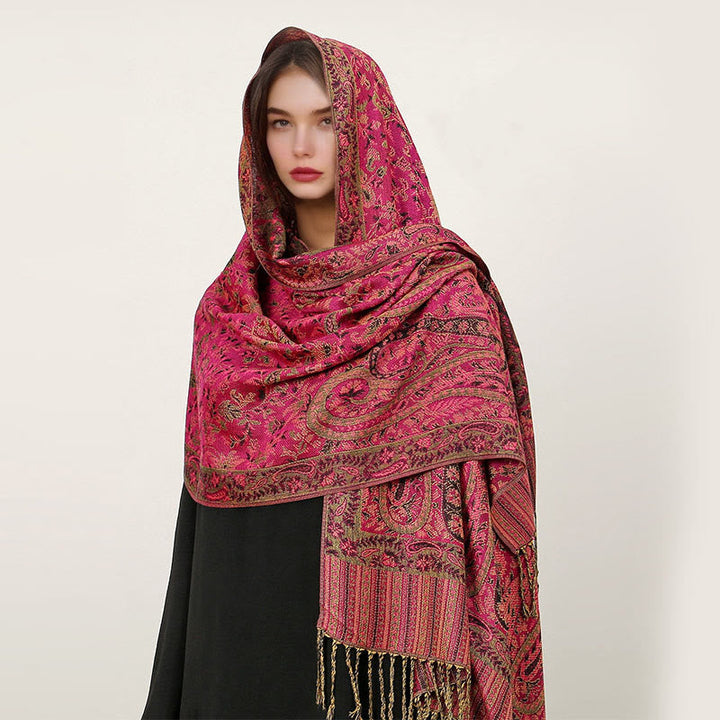 BWOOOH Ethnic Daily Tibetan Paisley Pattern Tassel Cozy S
